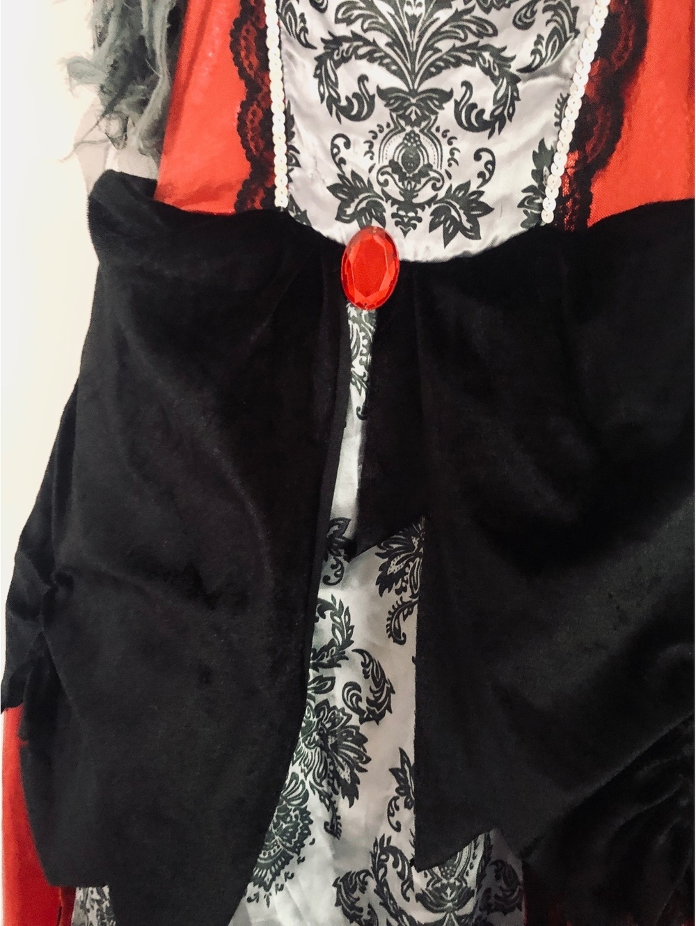 Vampire Gothic Queen Costume Kids Girl L (10-12) Red Black Halloween Cosplay - Picture 3 of 8